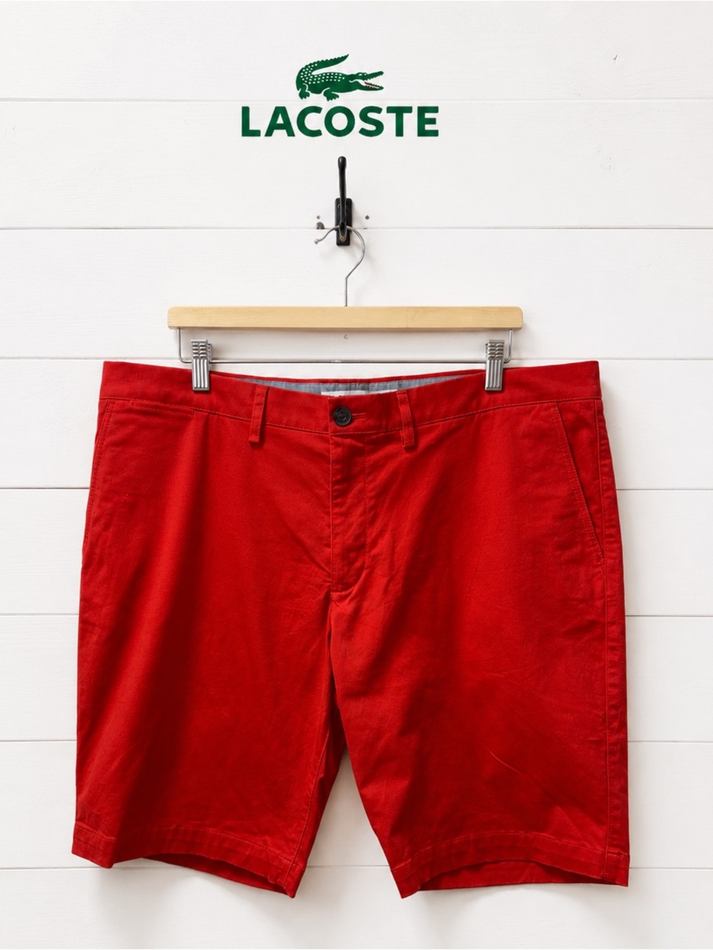 Lacoste Men's Red Slim Fit Chino Shorts - Size US 40